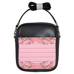 Pink Peony Outline Romantic Girls Sling Bags