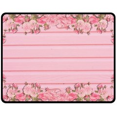 Pink Peony Outline Romantic Fleece Blanket (Medium) 