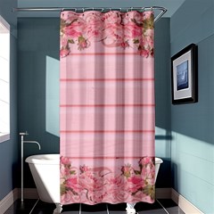 Pink Peony Outline Romantic Shower Curtain 36  X 72  (stall)  by Simbadda