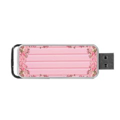 Pink Peony Outline Romantic Portable USB Flash (One Side)