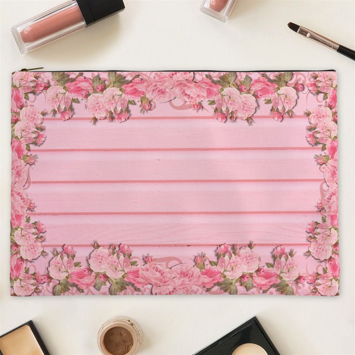 Pink Peony Outline Romantic Cosmetic Bag (XXL) 