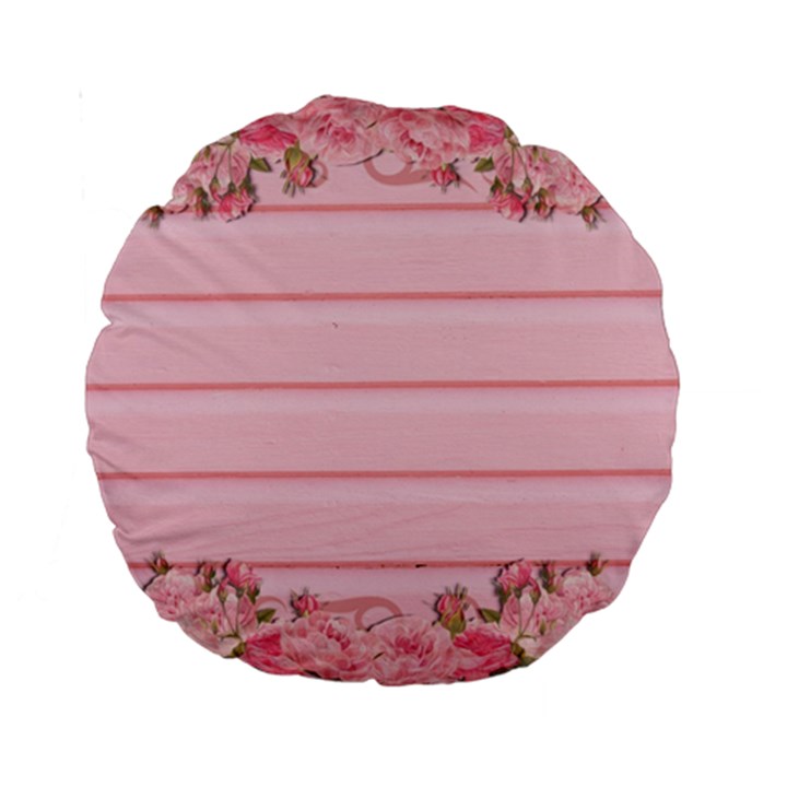 Pink Peony Outline Romantic Standard 15  Premium Round Cushions