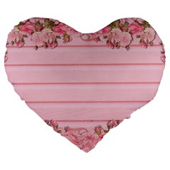 Pink Peony Outline Romantic Large 19  Premium Heart Shape Cushions