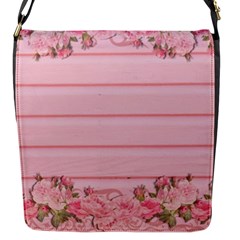 Pink Peony Outline Romantic Flap Messenger Bag (S)