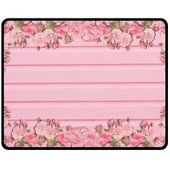 Pink Peony Outline Romantic Double Sided Fleece Blanket (Medium) 