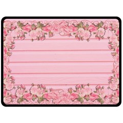 Pink Peony Outline Romantic Double Sided Fleece Blanket (Large) 