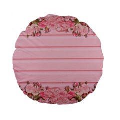 Pink Peony Outline Romantic Standard 15  Premium Flano Round Cushions