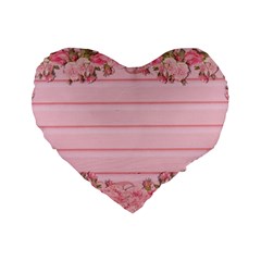 Pink Peony Outline Romantic Standard 16  Premium Flano Heart Shape Cushions by Simbadda