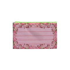 Pink Peony Outline Romantic Cosmetic Bag (XS)