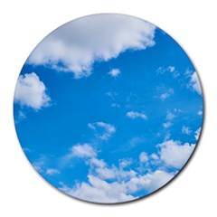 Sky Blue Clouds Nature Amazing Round Mousepads by Simbadda