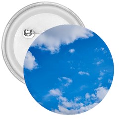 Sky Blue Clouds Nature Amazing 3  Buttons by Simbadda