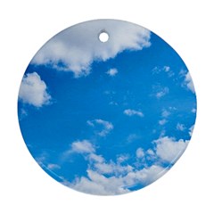 Sky Blue Clouds Nature Amazing Ornament (round) by Simbadda