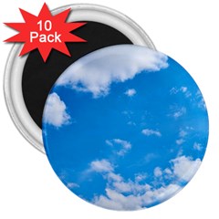 Sky Blue Clouds Nature Amazing 3  Magnets (10 Pack)  by Simbadda