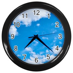 Sky Blue Clouds Nature Amazing Wall Clocks (black) by Simbadda