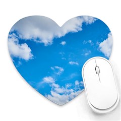 Sky Blue Clouds Nature Amazing Heart Mousepads by Simbadda