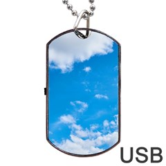 Sky Blue Clouds Nature Amazing Dog Tag Usb Flash (one Side) by Simbadda