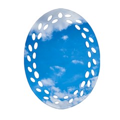 Sky Blue Clouds Nature Amazing Oval Filigree Ornament (two Sides) by Simbadda