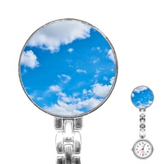 Sky Blue Clouds Nature Amazing Stainless Steel Nurses Watch by Simbadda