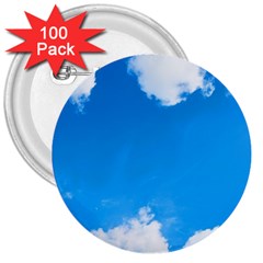 Sky Clouds Blue White Weather Air 3  Buttons (100 Pack)  by Simbadda