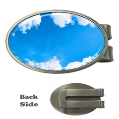 Sky Clouds Blue White Weather Air Money Clips (oval)  by Simbadda