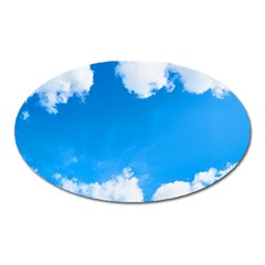 Sky Clouds Blue White Weather Air Oval Magnet by Simbadda