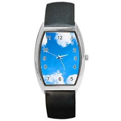 Sky Clouds Blue White Weather Air Barrel Style Metal Watch by Simbadda