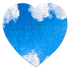 Sky Clouds Blue White Weather Air Jigsaw Puzzle (heart) by Simbadda