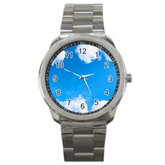 Sky Clouds Blue White Weather Air Sport Metal Watch by Simbadda