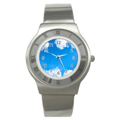 Sky Clouds Blue White Weather Air Stainless Steel Watch by Simbadda