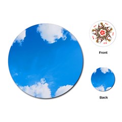 Sky Clouds Blue White Weather Air Playing Cards (round) 