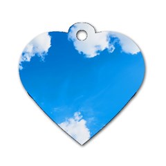 Sky Clouds Blue White Weather Air Dog Tag Heart (two Sides)