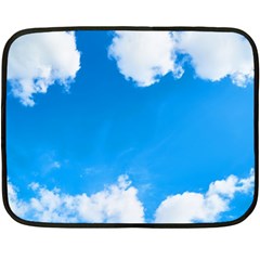 Sky Clouds Blue White Weather Air Double Sided Fleece Blanket (mini)  by Simbadda