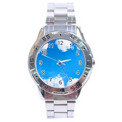 Sky Clouds Blue White Weather Air Stainless Steel Analogue Watch by Simbadda