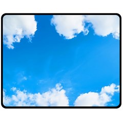 Sky Clouds Blue White Weather Air Double Sided Fleece Blanket (medium)  by Simbadda