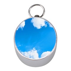 Sky Clouds Blue White Weather Air Mini Silver Compasses by Simbadda