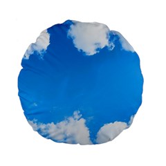 Sky Clouds Blue White Weather Air Standard 15  Premium Flano Round Cushions