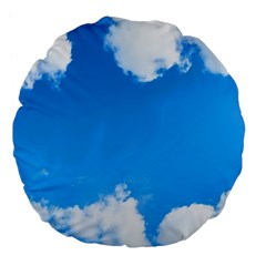 Sky Clouds Blue White Weather Air Large 18  Premium Flano Round Cushions