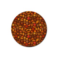 Pattern Background Ethnic Tribal Rubber Coaster (round)  by Simbadda