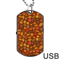 Pattern Background Ethnic Tribal Dog Tag Usb Flash (one Side) by Simbadda