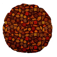 Pattern Background Ethnic Tribal Large 18  Premium Flano Round Cushions