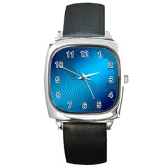 Fractals Lines Wave Pattern Square Metal Watch by Simbadda