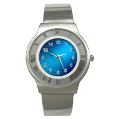 Fractals Lines Wave Pattern Stainless Steel Watch by Simbadda