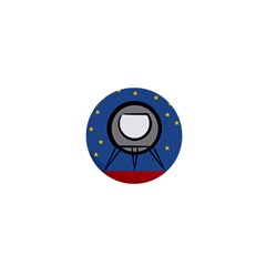 A Rocket Ship Sits On A Red Planet With Gold Stars In The Background 1  Mini Buttons by Simbadda