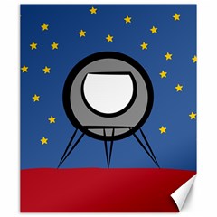 A Rocket Ship Sits On A Red Planet With Gold Stars In The Background Canvas 20  X 24   by Simbadda