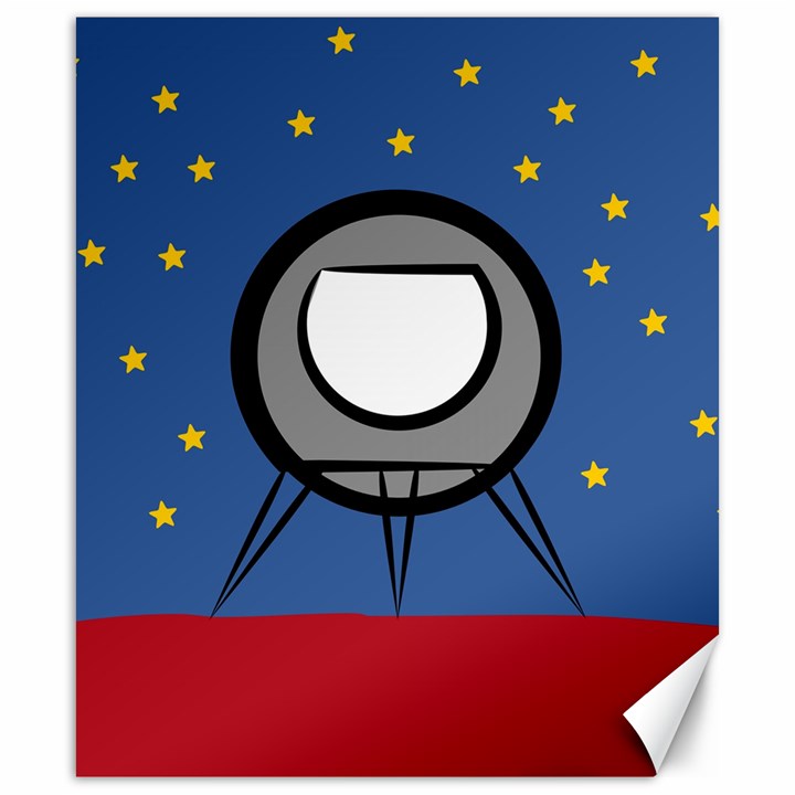 A Rocket Ship Sits On A Red Planet With Gold Stars In The Background Canvas 20  x 24  