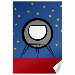 A Rocket Ship Sits On A Red Planet With Gold Stars In The Background Canvas 20  X 30   by Simbadda