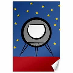 A Rocket Ship Sits On A Red Planet With Gold Stars In The Background Canvas 24  X 36  by Simbadda