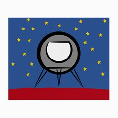 A Rocket Ship Sits On A Red Planet With Gold Stars In The Background Small Glasses Cloth (2-side) by Simbadda