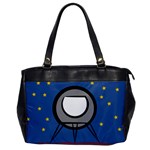 A Rocket Ship Sits On A Red Planet With Gold Stars In The Background Office Handbags Front