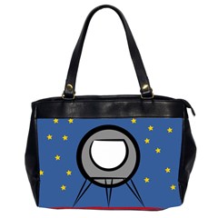 A Rocket Ship Sits On A Red Planet With Gold Stars In The Background Office Handbags (2 Sides)  by Simbadda